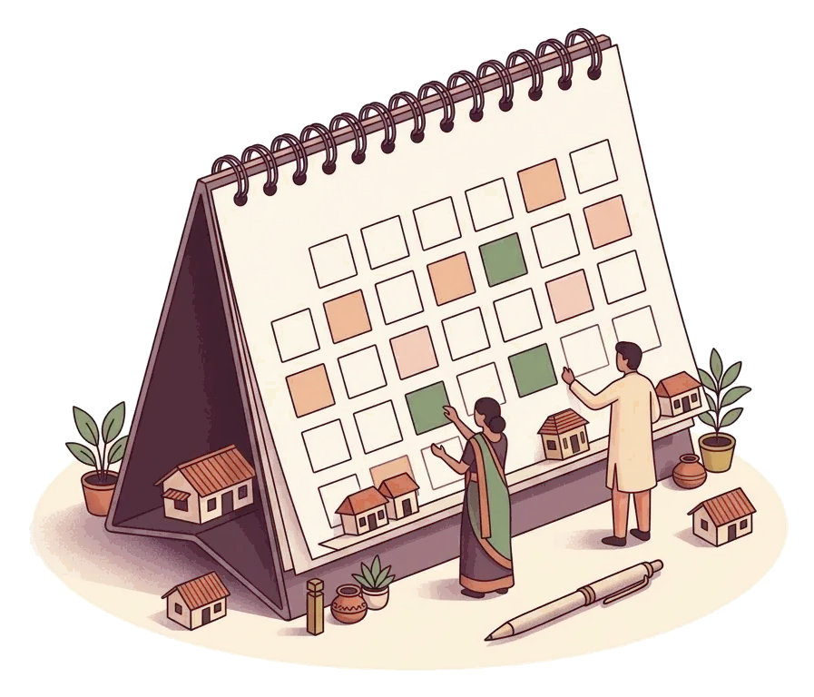 Desk calendar with highlighted days